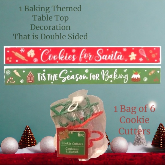 🆕DOUBLE SIDED HOLIDAY TABLE TOP DECORATION WITH 6 COOKIE CUTTERS! - Picture 1 of 11